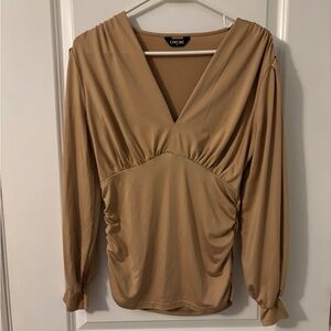 Chicme Gold V-Neck Long Sleeve Peplum, Sz M